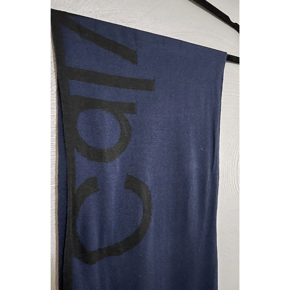 Men's Scarf Black/Blue Reversible Knit Fringe Double Thick Calvin Klein NEW GIft